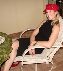 Heather in that red hat.